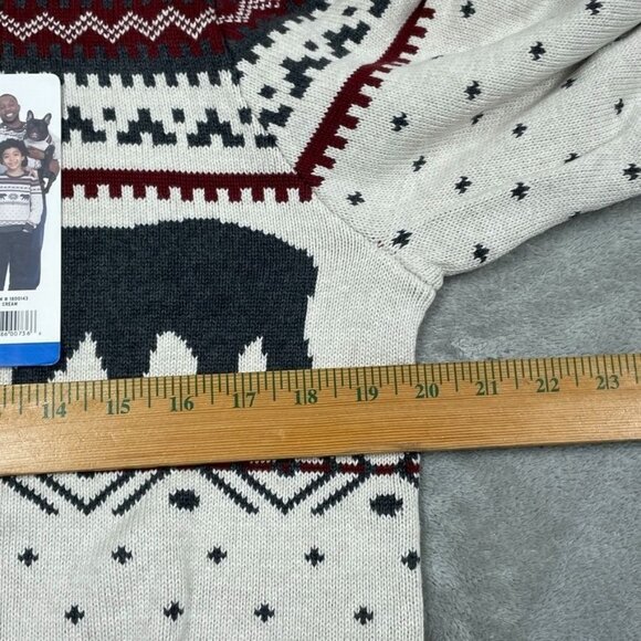 Lands End Womens Bear Fair Isle Sweater Size L Cream/Gray New a0785 - Picture 5 of 8
